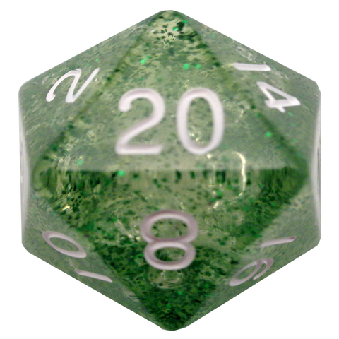 Mega Acrylic Dice D20 Ethereal Green w/White 35mm