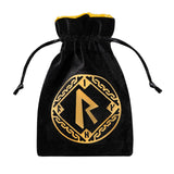 Runic Black Golden Velour Dice Bag