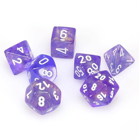 Borealis purple/white Polyhedral 7-die set