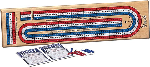 Bicycle - Cribbage Board 3 Lane Track (R/W/B) Pine