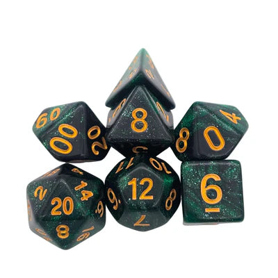 MDG Dice - Galaxy Green and Black Dice Set