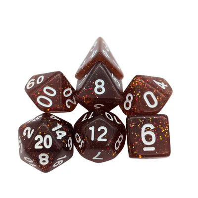 MDG Dice - Glitter Amber Dice Set