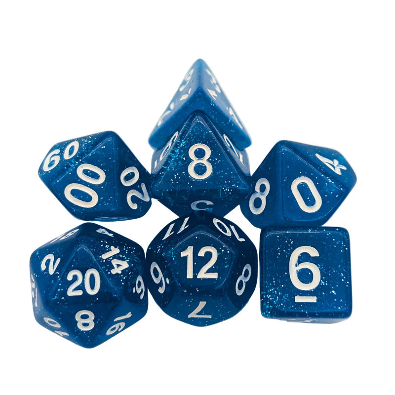 MDG Dice - Glitter Blue Dice Set