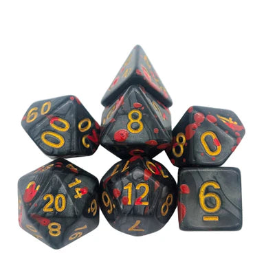 MDG Dice - Splatter Black Dice Set