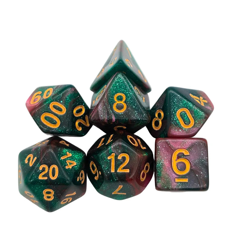 MDG Dice - Galaxy Green and Red Dice Set