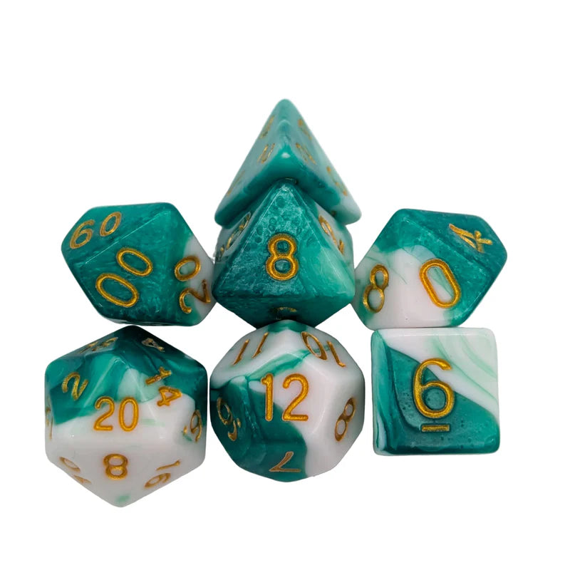 MDG Dice - Two Tone Green and White Dice Set