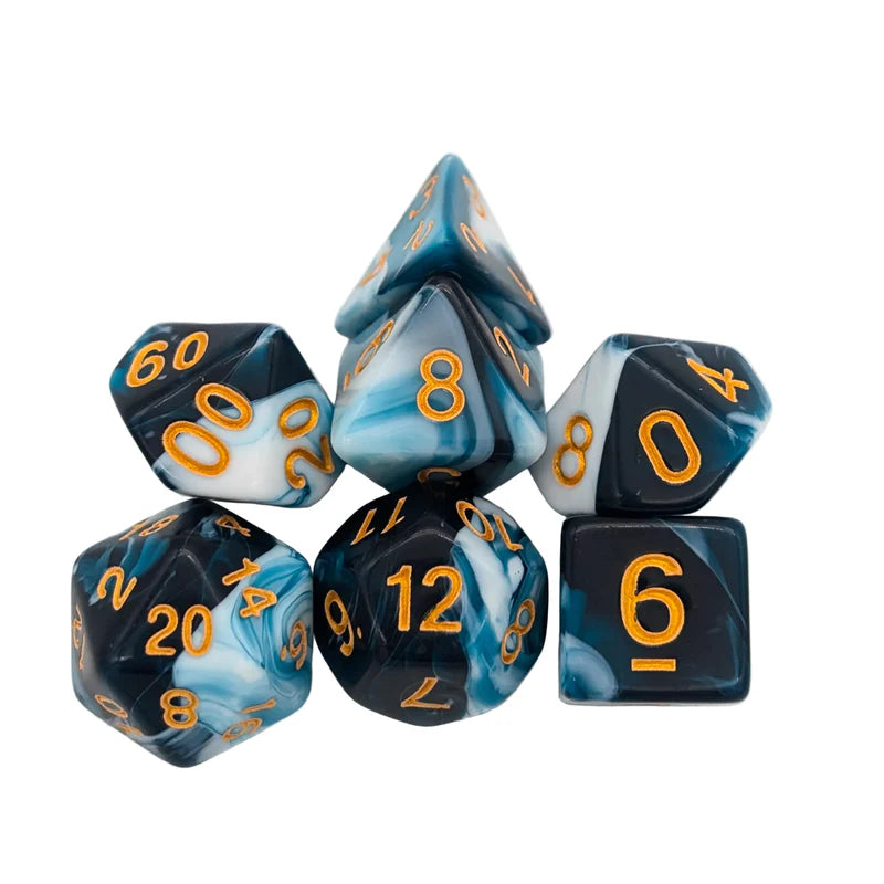 MDG Dice - Two Tone Teal and White Dice Set