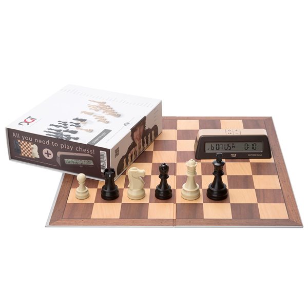 Chess Starter Box - Brown (Pieces + Board + Clock)