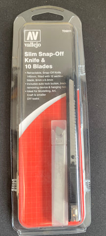 Vallejo Hobby Tools – Slim Snap-Off Knife w/ 10 Blades