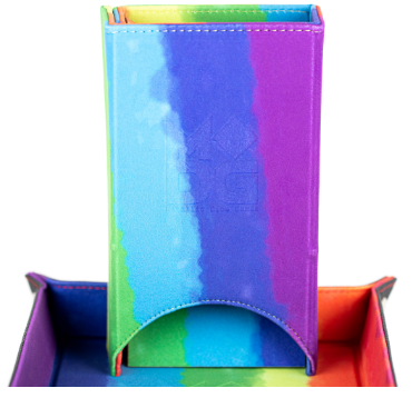 Fold Up Dice Tower - Watercolour Rainbow