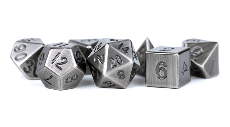 Metal 7 Dice Set Antique Silver 16mm