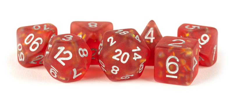 Resin 7 Dice Set Icy Opal Red 16mm