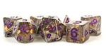 Resin 7 Dice Set Gray w/ Gold Foil w/ Purple 16mm