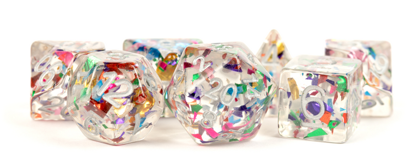 Resin 7 Dice Set Rainbow Foil 16mm