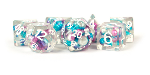 Resin 7 Dice Set Pearl Gradient Purple/Teal/White 16mm