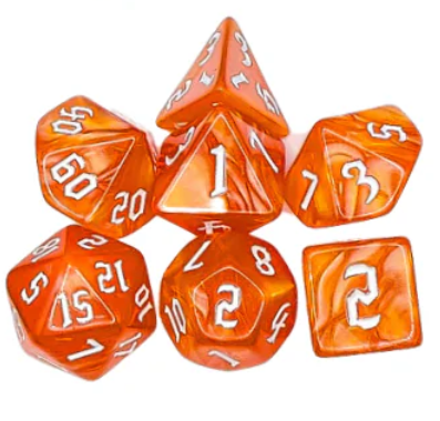 Mist Orange w/ White (MDG Dice - 7 Piece Set)