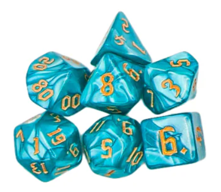 Mist Teal w/ Gold (MDG Dice - 7 Piece Set)