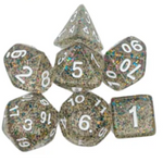 Glitter Clear w/ White (MDG Dice - 7 Piece Set)
