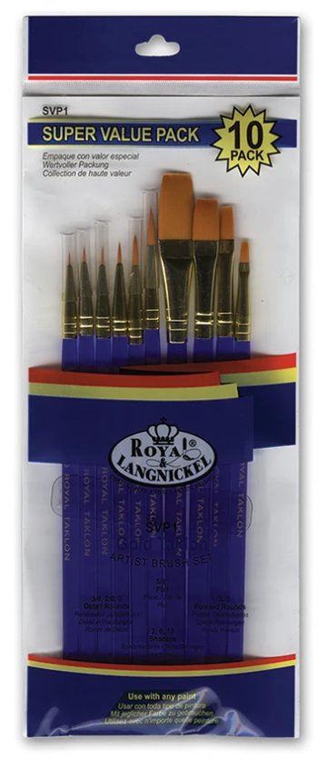 10pc Gold Taklon Brush Set