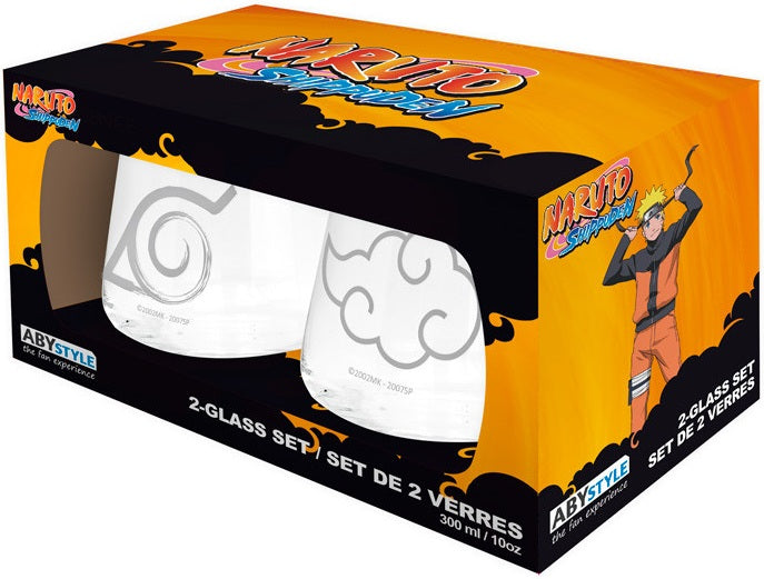 NARUTO SHIPPUDEN 2 GLASS SET KONOHA & AKATSUKI