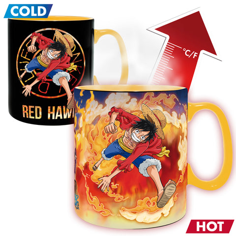 ONE PIECE MUG HEAT CHANGE LUFFY & SABO 460ML