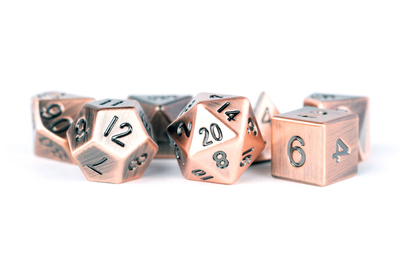 Metal 7 Dice Set Antique Copper 16mm