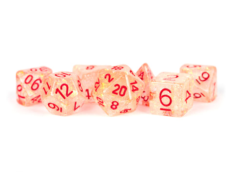 RESIN 7 DICE SET FLASH RED 16MM