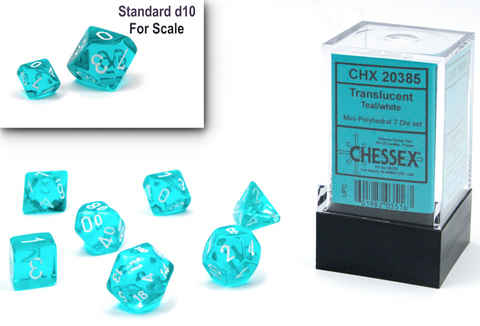 Mini Translucent 7-Die Set Teal/White