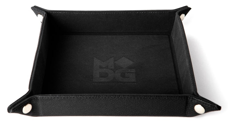 Fold Up Velvet Dice Tray - Leather Black