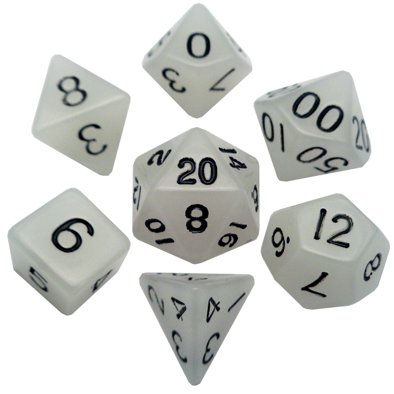 Acrylic 7 Dice Set Glow Clear 16mm