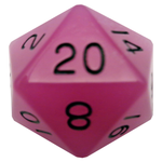 Mega Acrylic Dice D20 Glow Purple w/ Black 35mm