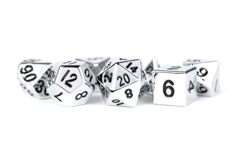 Metal 7 Dice Set Silver 16mm