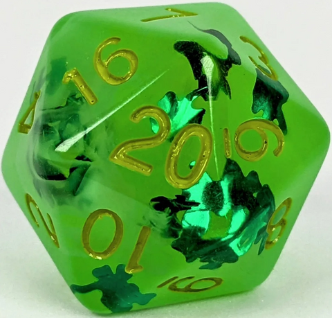 XL D20: LIT LEPRECHAUN (GLOW IN THE DARK!) W/ SYMBOL 30MM