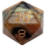 Mega Acrylic Dice D20 Black/Yellow w/Gold 35mm