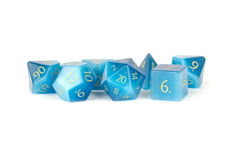 Gemstone Dice Set - Cat's Eye Aquamarine