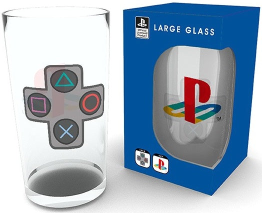 PLAYSTATION LARGE GLASS 400ML BUTTONS BOX