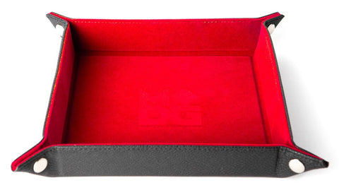 FOLD UP DICE VELVET TRAY W/ PU LEATHER RED