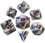 Acrylic 7 Dice Set Marble w/Purple 16mm