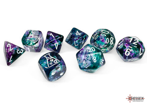 Nebula 7-Die Set Polyhedral Flurorite/White (w/ Bonus Die)