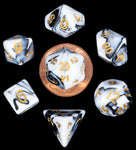 Mini 7 Dice Set Marble w/Gold 10mm