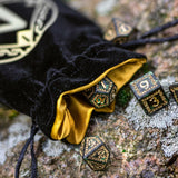 Runic Black Golden Velour Dice Bag