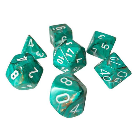 Marble oxi-copper/white Polyhedral 7-die set