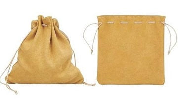 DICE BAG LEATHER POUCH - TAN (3"X4"X5")