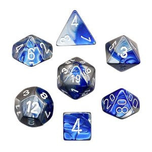 Gemini Blue-steel/white Polyhedral 7-die set