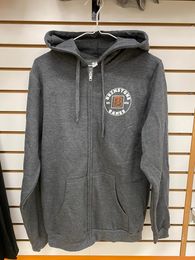 Brimstone Zip Hoodie - Heather Grey w/ White & Orange Logo