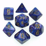 Lustrous purple/gold Polyhedral 7-die set