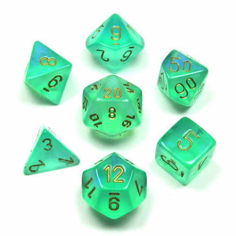 Borealis Light Green/Gold Polyhedral 7-die set