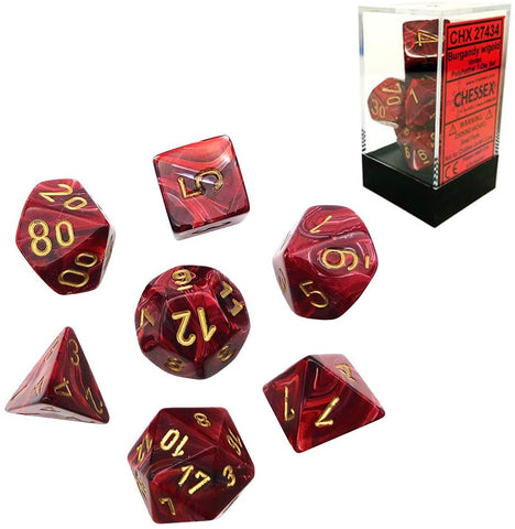 Vortex Burgundy/gold Polyhedral 7-die set