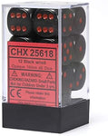 Opaque Black w/ Red - 16mm D6 Dice