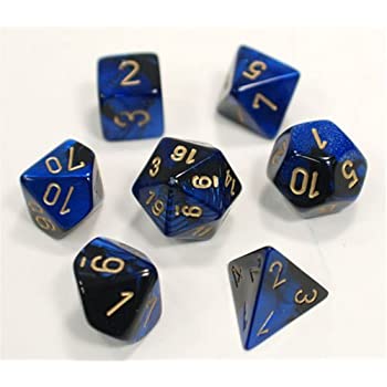 Gemini Black-blue/gold Polyhedral 7-die set